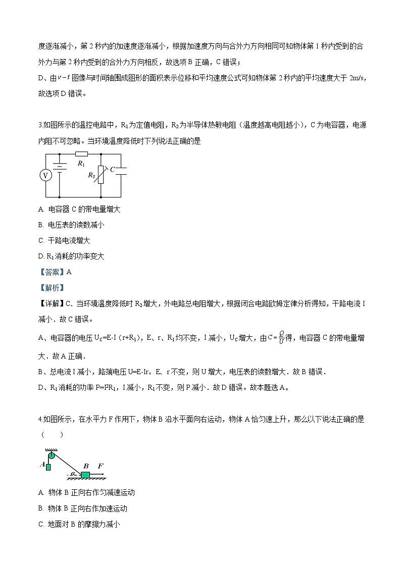 2019届宁夏回族自治区石嘴山市第三中学高三四模考试理科综合物理试卷（解析版）02