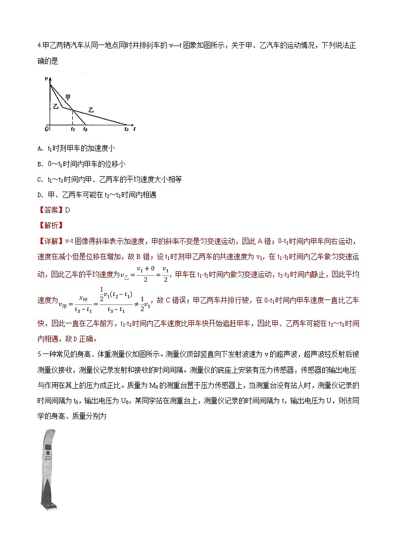 2019届山东省聊城市高三3月一模考试理科综合物理试卷（解析版）03