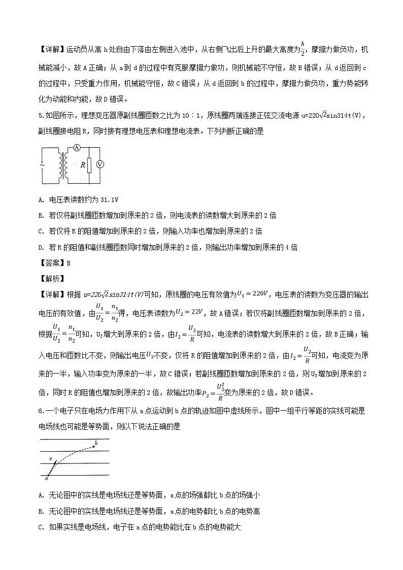 2019届山西省高三考前适应性训练二（二模）理综物理试题（解析版）03