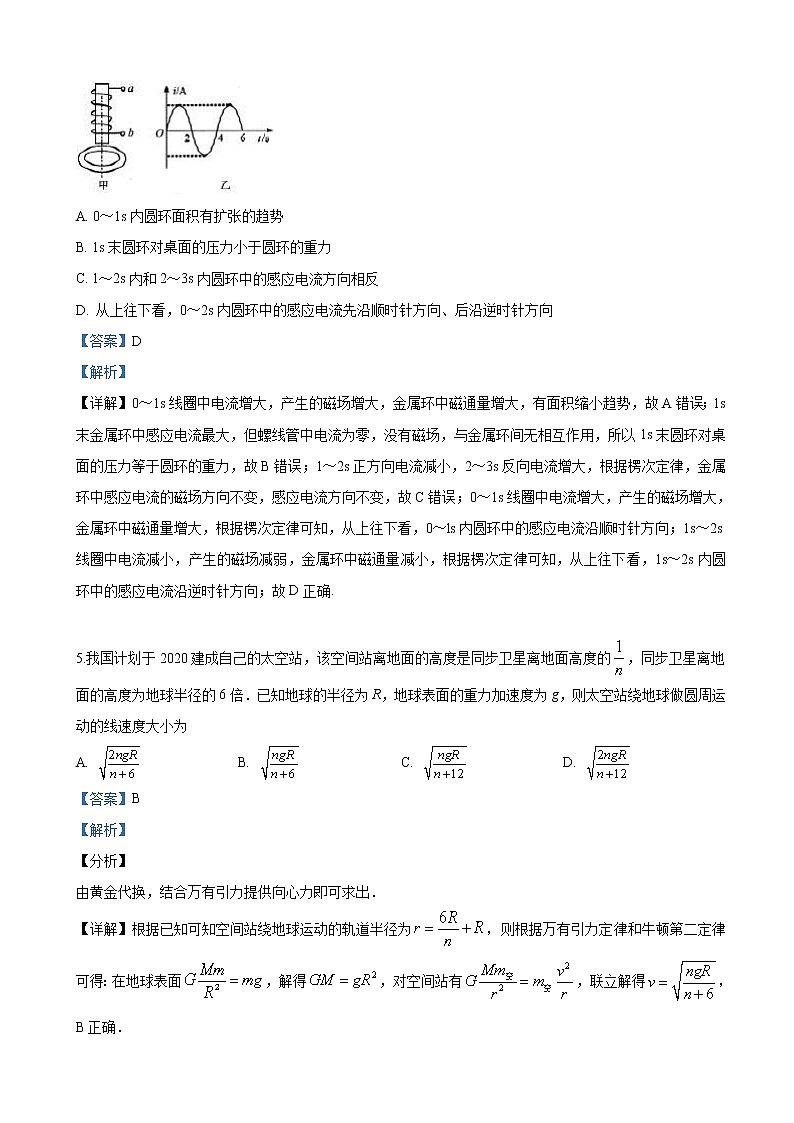 2019届山东省潍坊市教科院高三高考模拟训练理科综合物理试卷（解析版）03