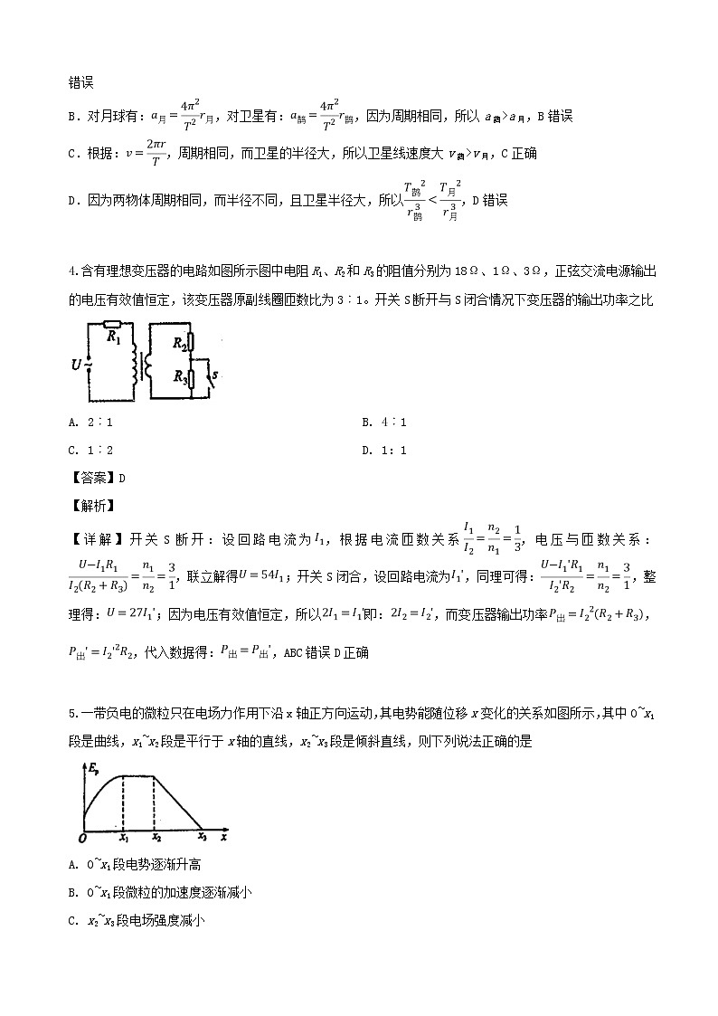 2019届山西省运城市高三高考适应性测试理科综合物理试题（解析版）03