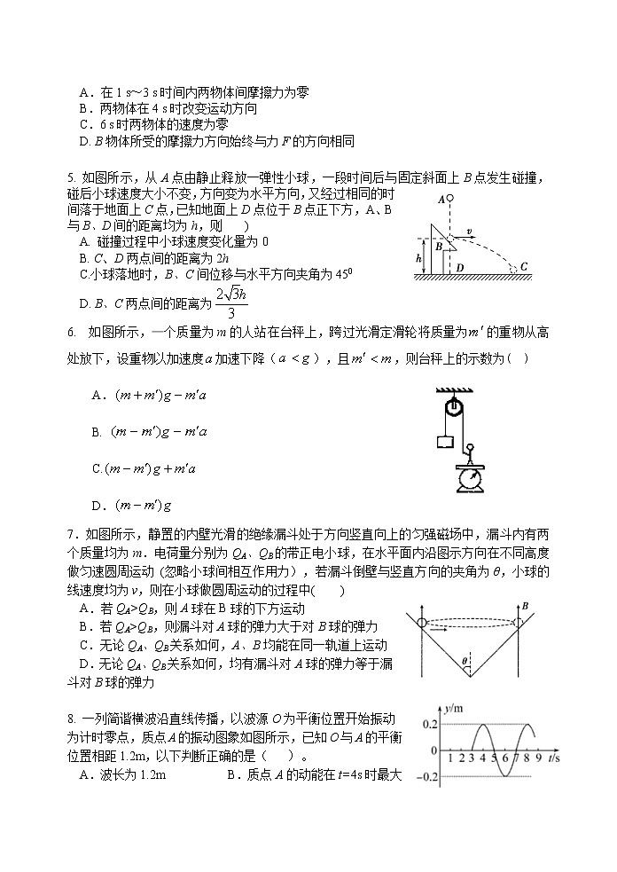 2019届陕西省宝鸡市宝鸡中学高三上学期模拟考试（一）（10月） 物理（B）（word版）02