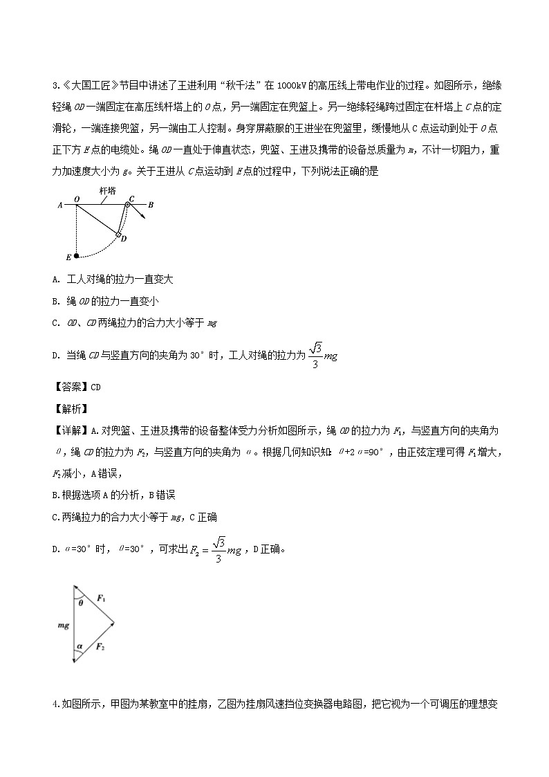 2019届湖南省怀化市高三二模考试物理试题（解析版）第2页