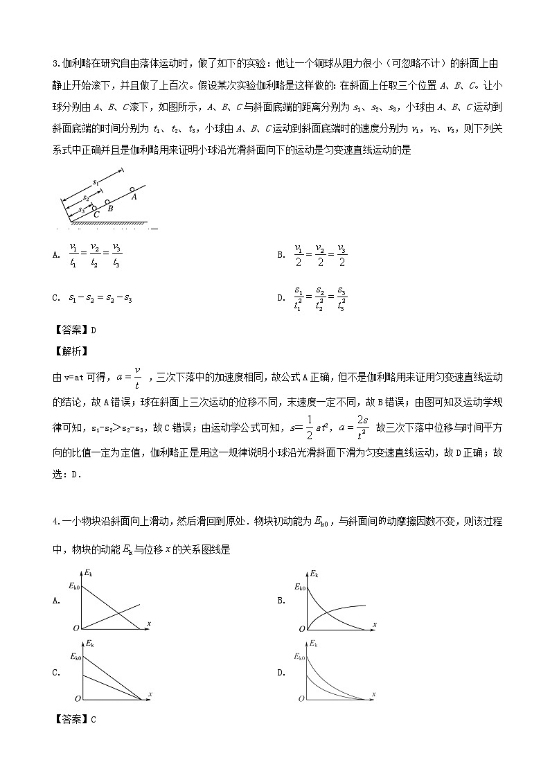 2019届湖南省东安县高三第一次模拟考试物理试题（解析版）02