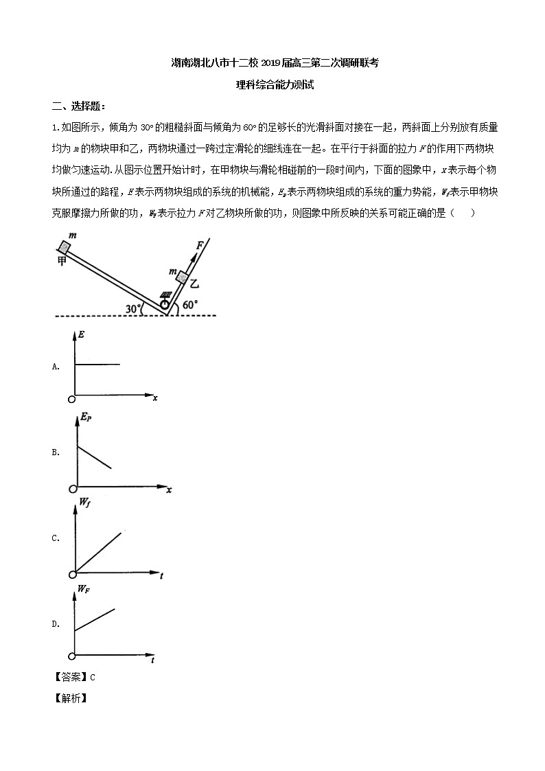 2019届湖南湖北八市十二校（湖南师范大学附属中学、衡阳八中等）高三下学期第二次调研联考理科综合物理试题（解析版）01