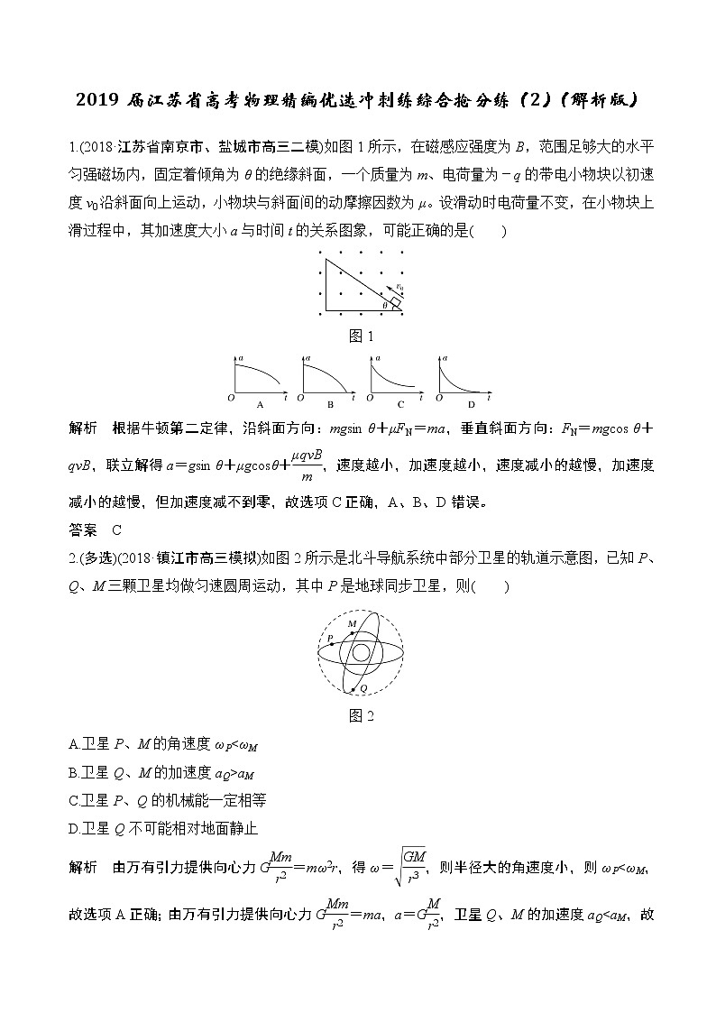 2019届江苏省高考物理精编优选冲刺练综合抢分练（2）（解析版）第1页