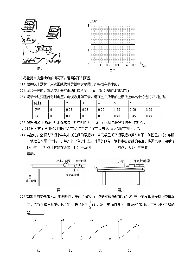 2019届江苏省溧水高级中学高三上学期10月学情调研考试 物理03