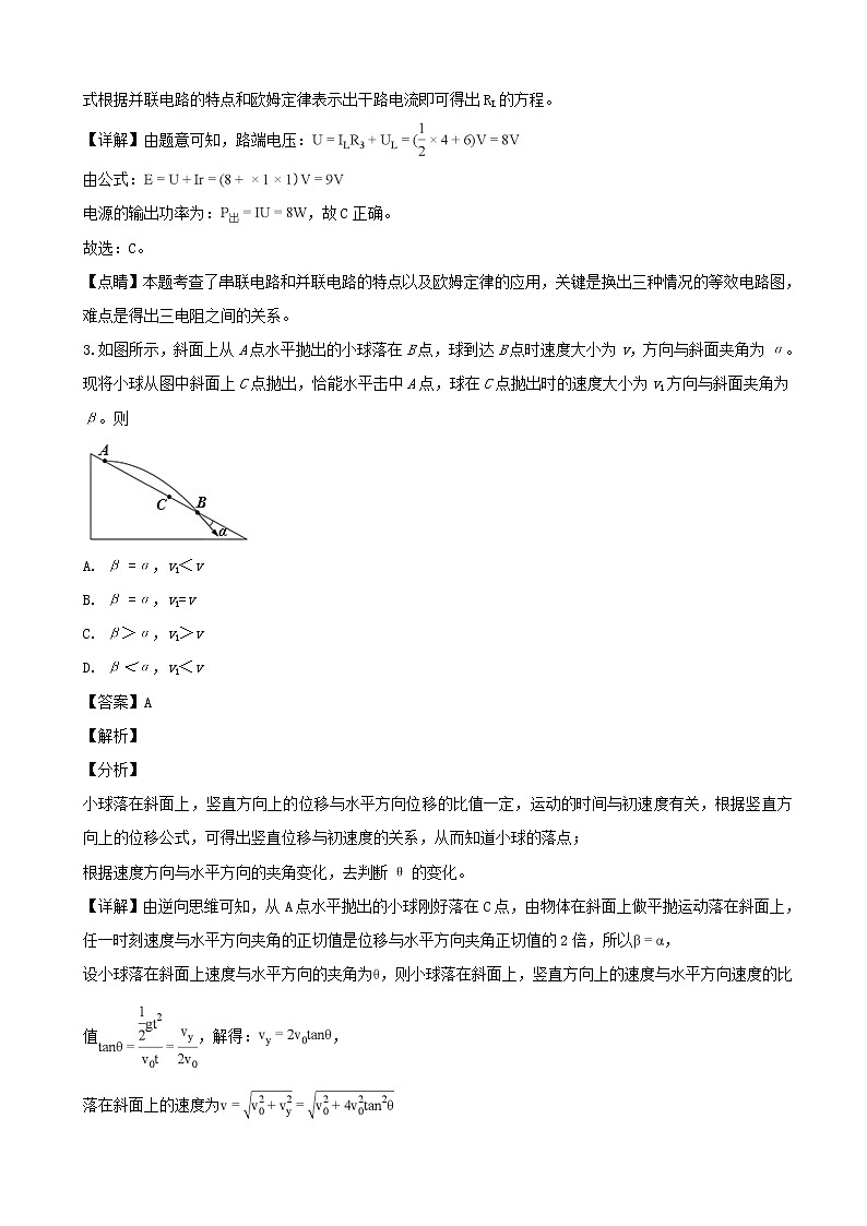 2019届江苏省南通市高三第一次模拟考试物理试题（解析版）02