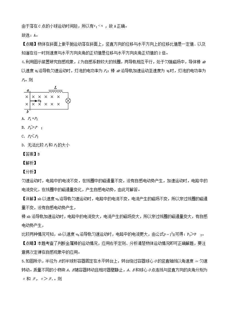 2019届江苏省南通市高三第一次模拟考试物理试题（解析版）03