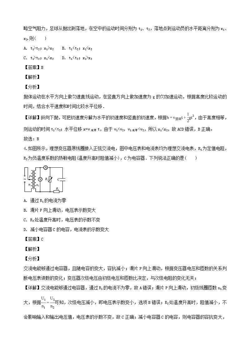 2019届江苏省扬州市高三第一次模拟考试物理试题（解析版）第2页