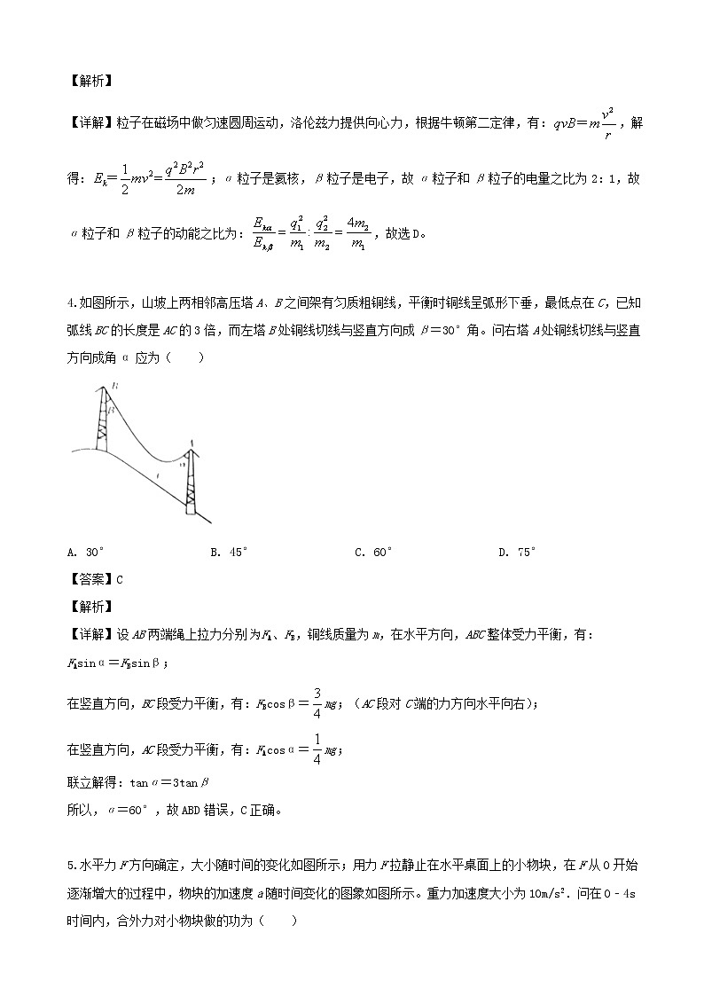 2019届河南省濮阳市高三5月份模拟物理试题（解析版）02