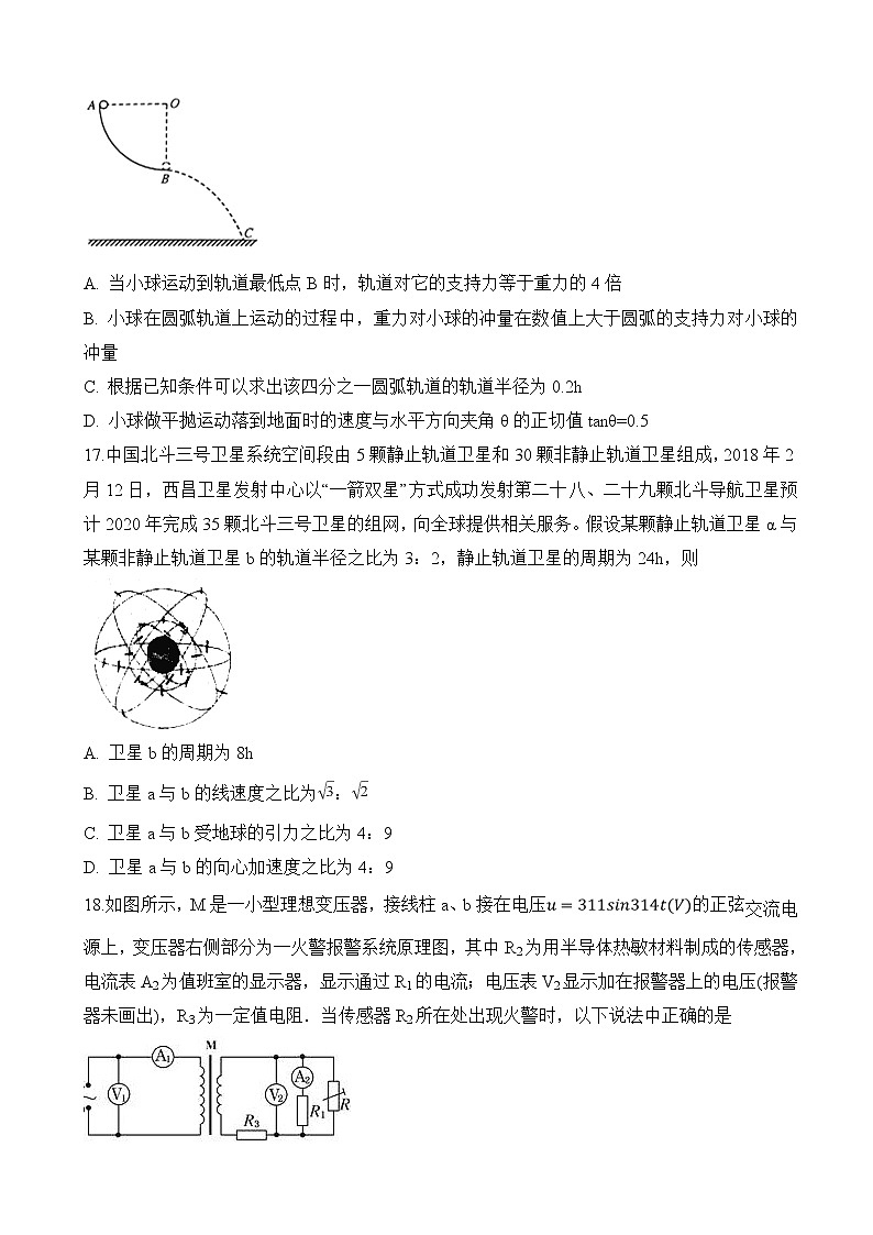 2019届安徽省定远育才学校高三（文化班）下学期第一次模拟考试理综物理试题（解析版）02