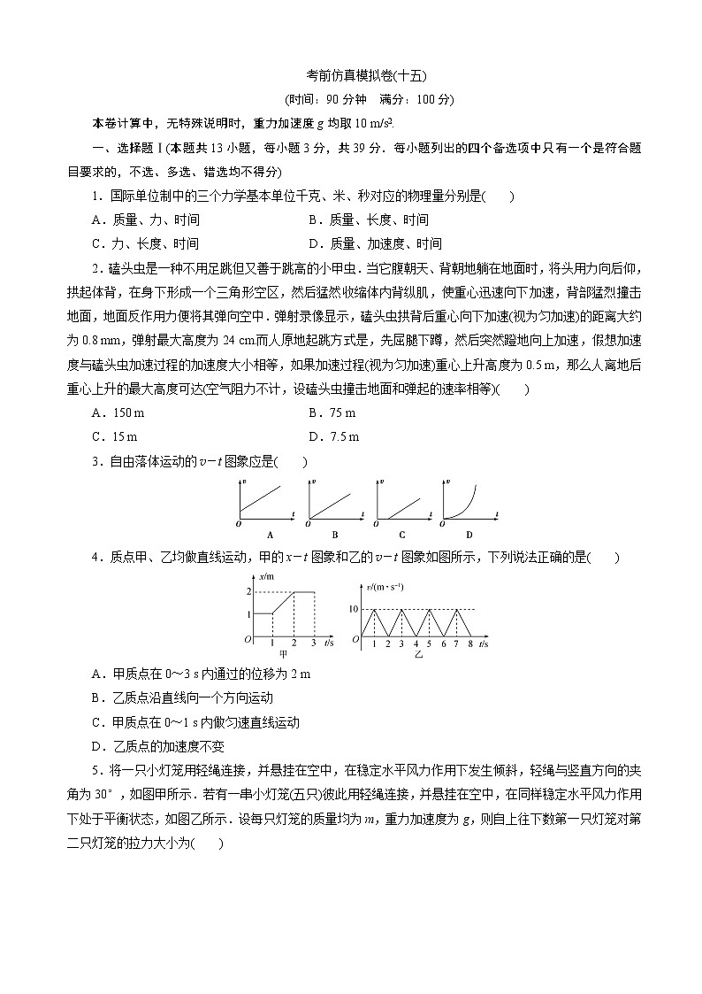 2020届浙江高考物理考前仿真模拟卷（十五）（解析版）第1页