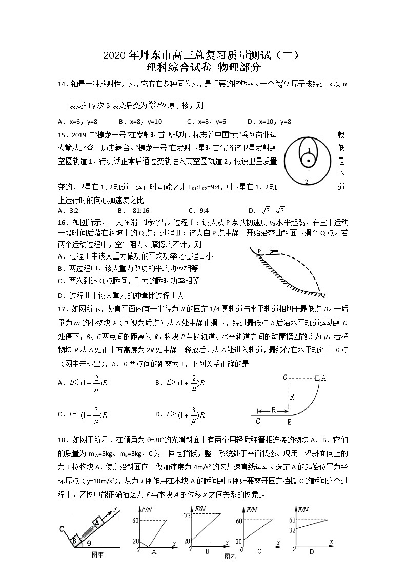 辽宁省丹东市2020届高三下学期总复习质量测试（二）理综-物理试题01