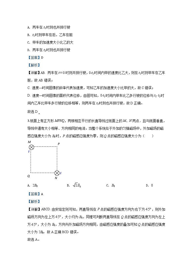 陕西省渭南市2020届高三下学期教学质量检测物理试题02