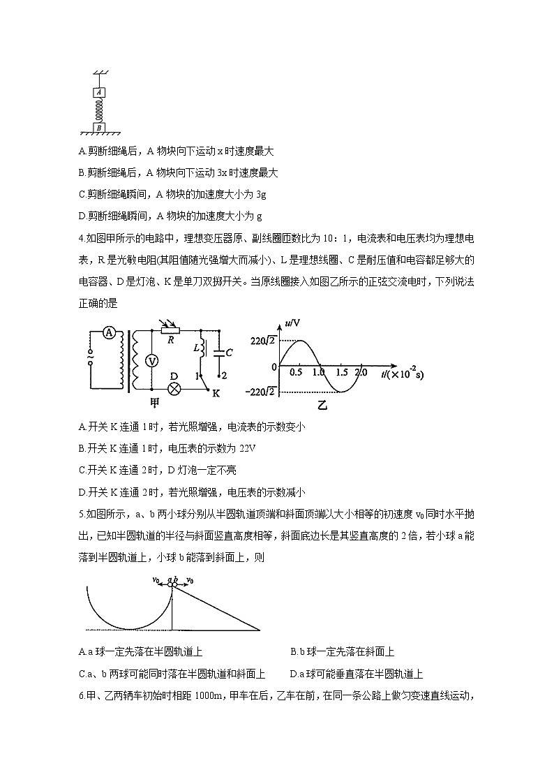 辽宁省大连市2020届高三双基测试试题 物理02