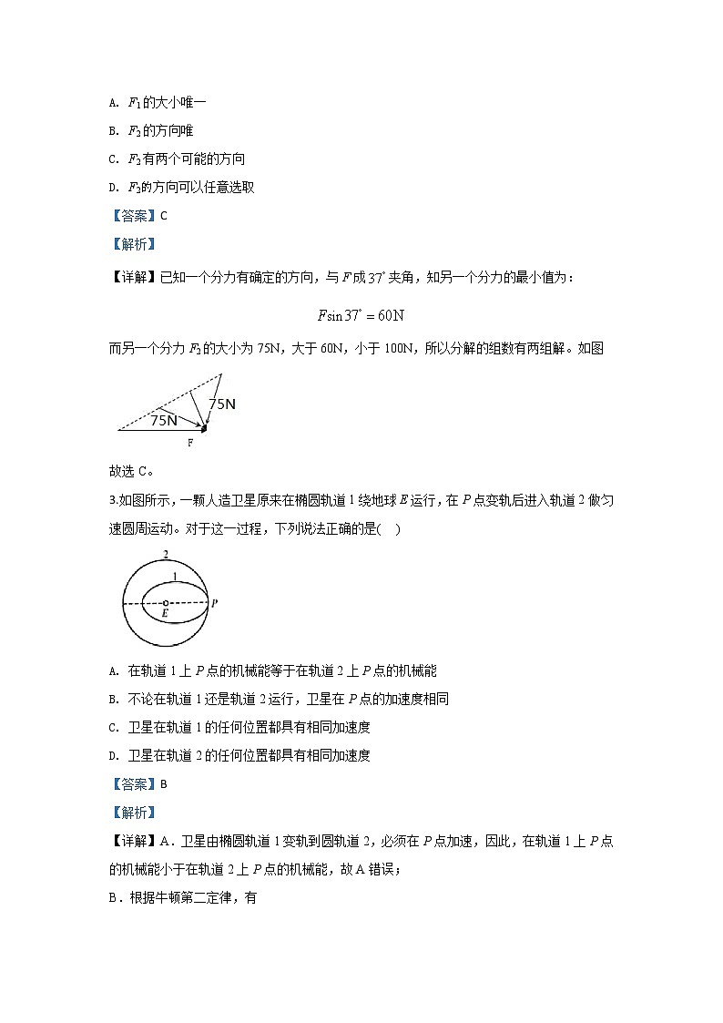 内蒙古呼和浩特市2020届高三上学期质量普查调研考试物理试题02