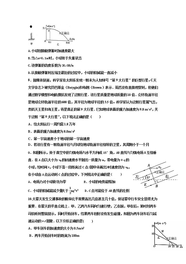 山东省济宁市2020届高三上学期调研考试物理试卷第3页