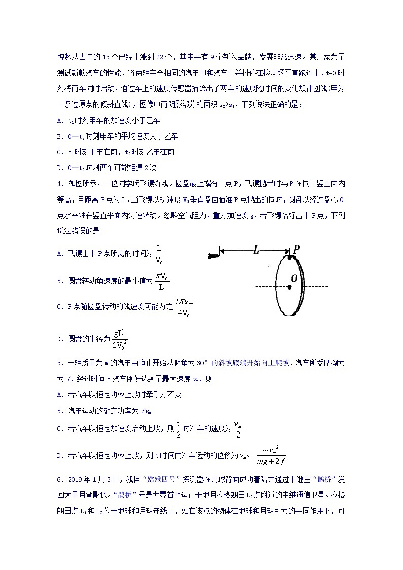 山东省实验中学2020届高三上学期诊断考试物理试题02
