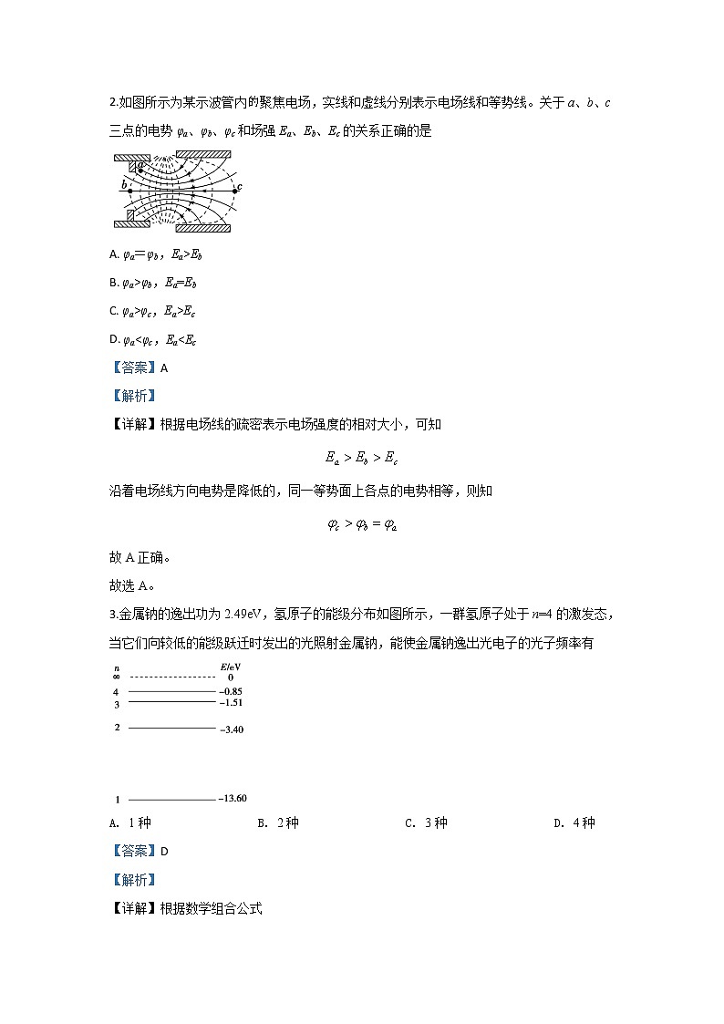 陕西省渭南市2020届高三上学期教学质量检测（Ⅰ）物理试题02