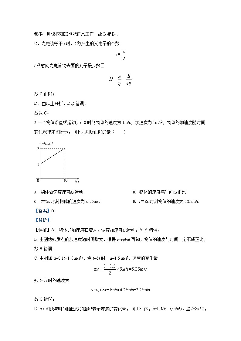 河北省正定中学2020届高三下学期第三次质量检测试卷物理试题02