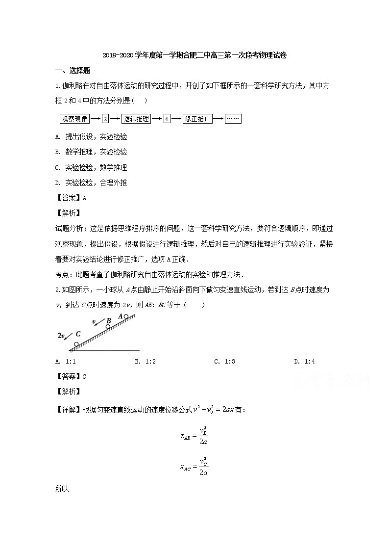 安徽省合肥二中2020届高三上学期第一次段考物理试题01