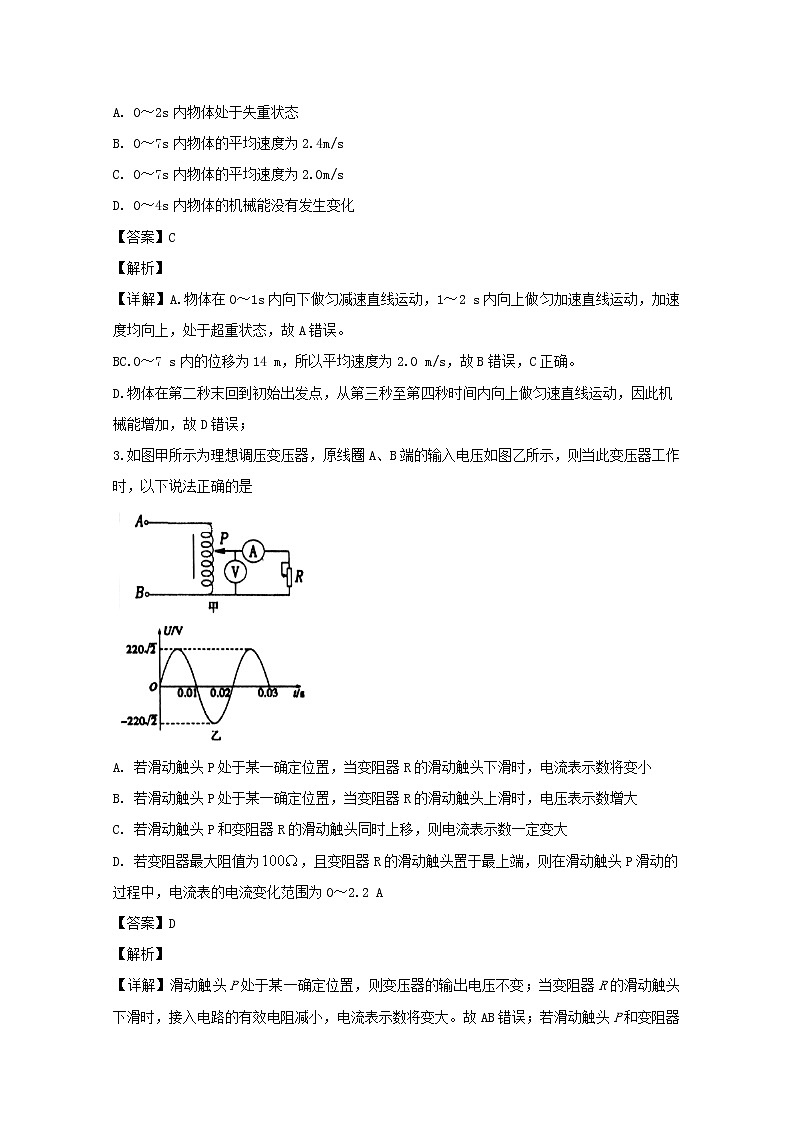 广东省东莞中学2020届高三上学期摸底考试物理试卷02