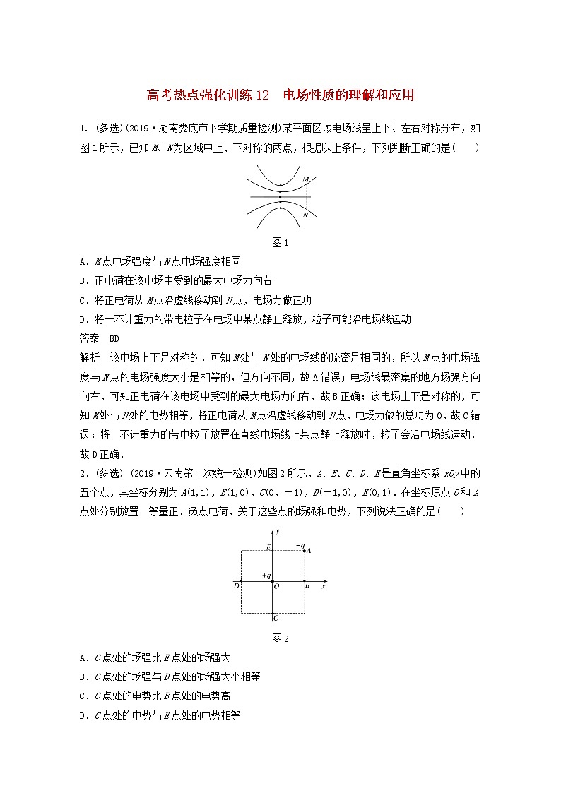 2021高考物理一轮复习第七章静电场高考热点强化训练12电场性质的理解和应用（含解析）新人教版01