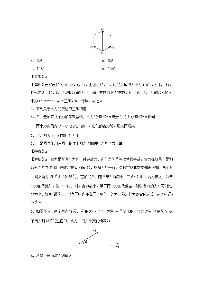 （暑期辅导专用）2020年初高中物理衔接教材衔接点10力的合成与分解（含解析）第3页