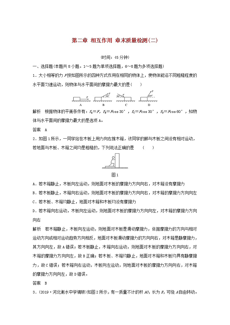 2021高考物理一轮复习第二章相互作用章末质量检测（含解析）新人教版必修101