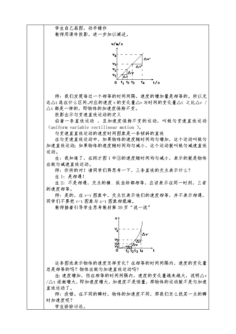 人教版高中物理全册必修1教案2.2匀变速直线运动的速度与时间的关系02
