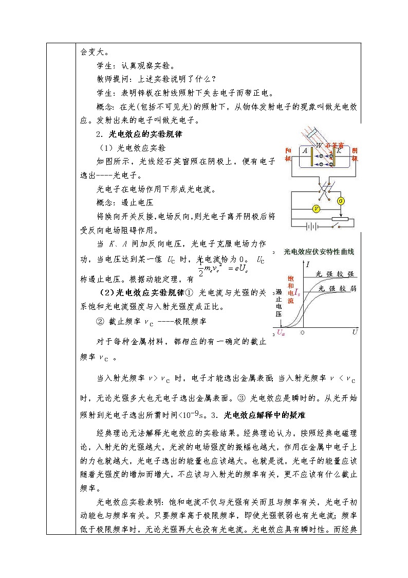 人教版高中物理选修3-5全册教案17.2  科学的转折：光的粒子性02