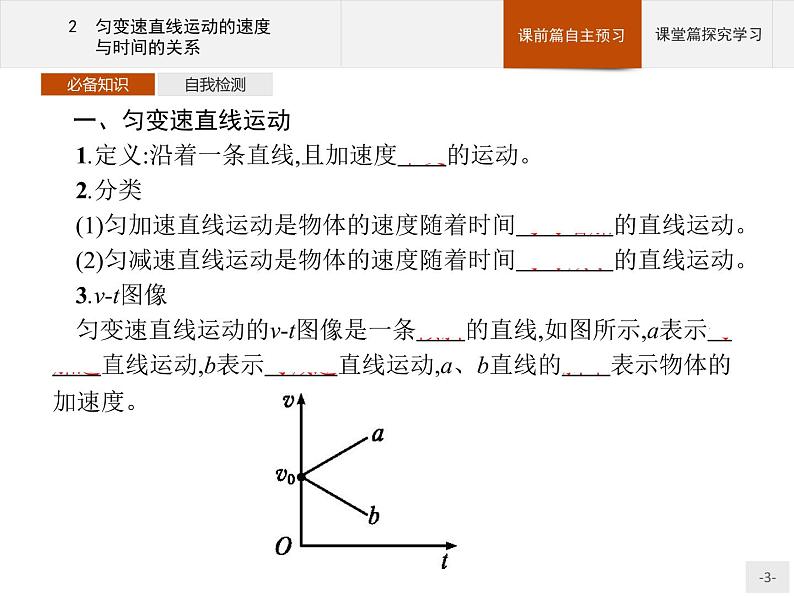 第二章　2　匀变速直线运动的速度与时间的关系 PPT课件  高中_物理_新人教版03