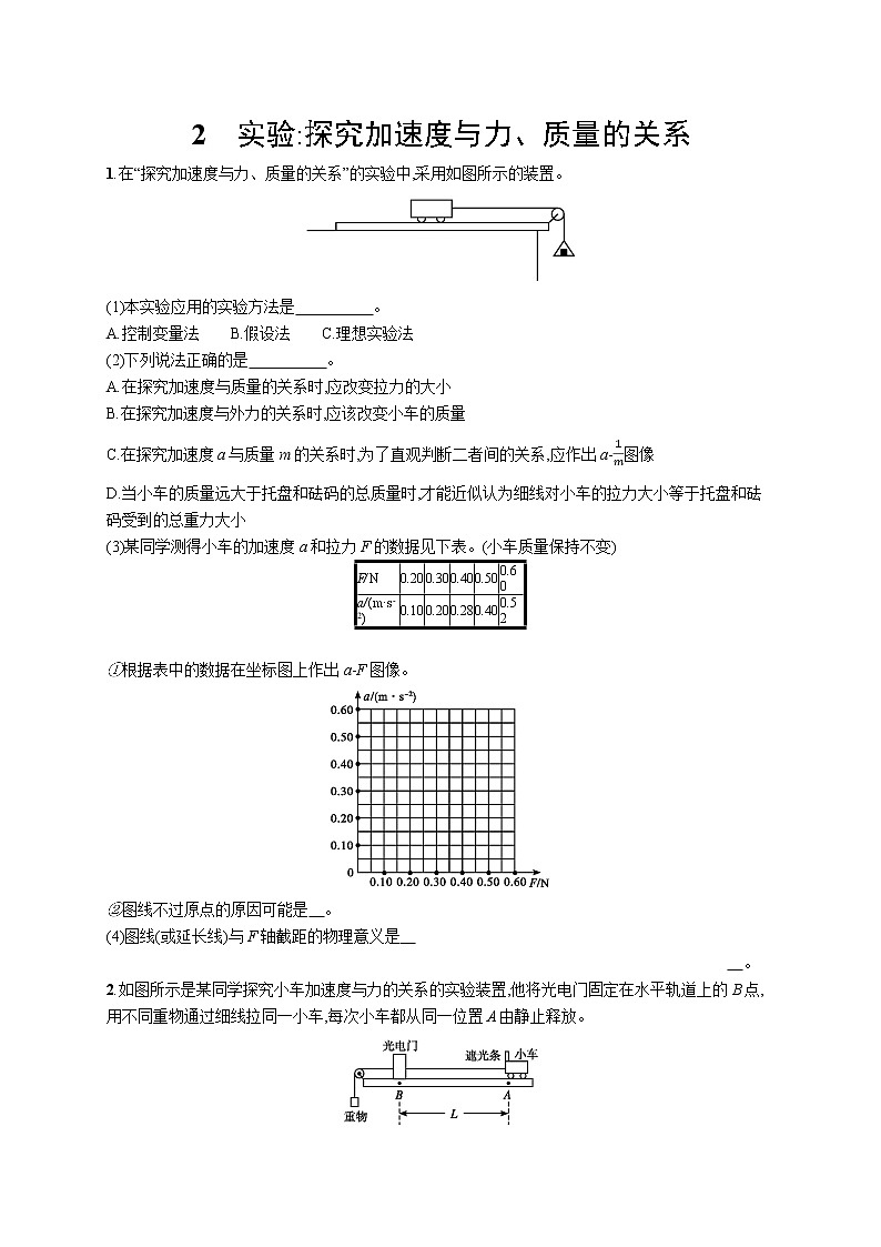 第四章　2　实验探究加速度与力、质量的关系练习题  高中_物理_新人教版01
