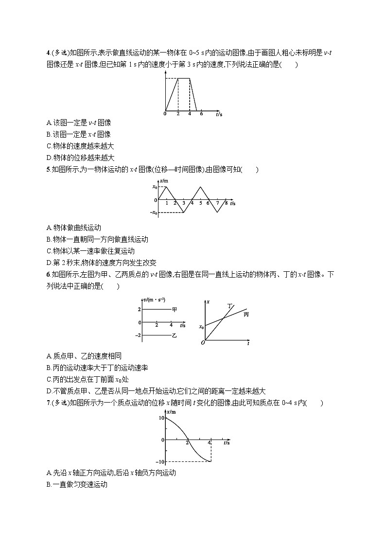 第二章　习题课 x-t图像与v-t图像的识别及应用练习题  高中_物理_新人教版02