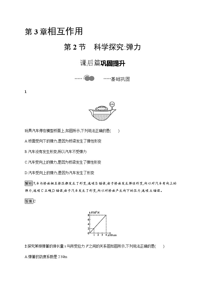 第3章　第2节　科学探究 弹力 课后巩固练习（含解析）01