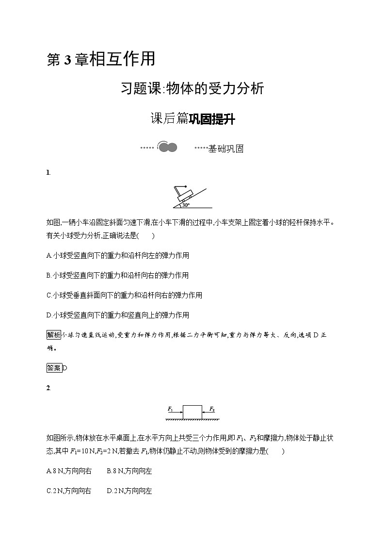 第3章　习题课 物体的受力分析 课后巩固练习（含解析）01