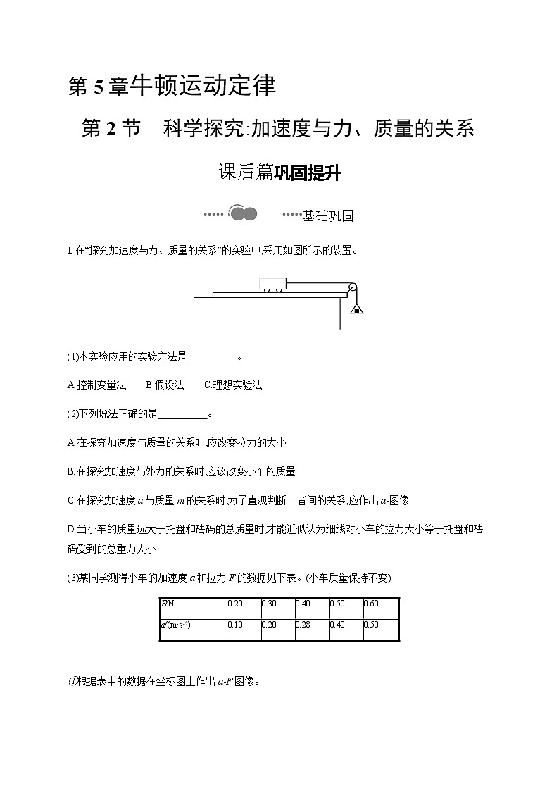 第5章　第2节　科学探究 加速度与力、质量的关系 课后巩固练习（含解析）01