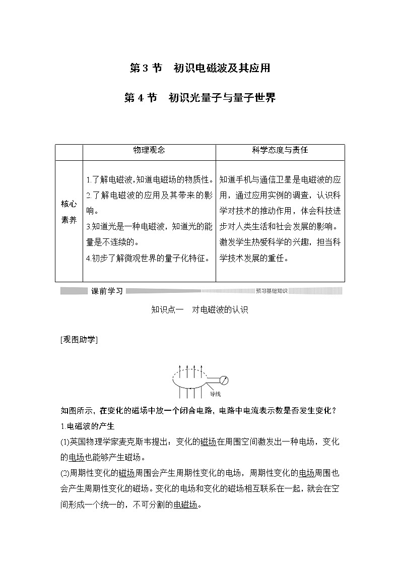 第5章 第3节 初识电磁波及其应用 第4节 初识光量子与量子世界 教学讲义01