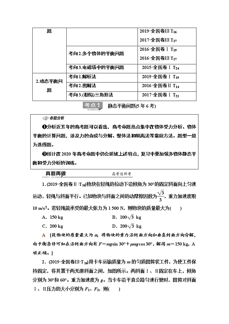2020物理二轮教师用书：第1部分专题1第1讲力与物体的平衡第2页