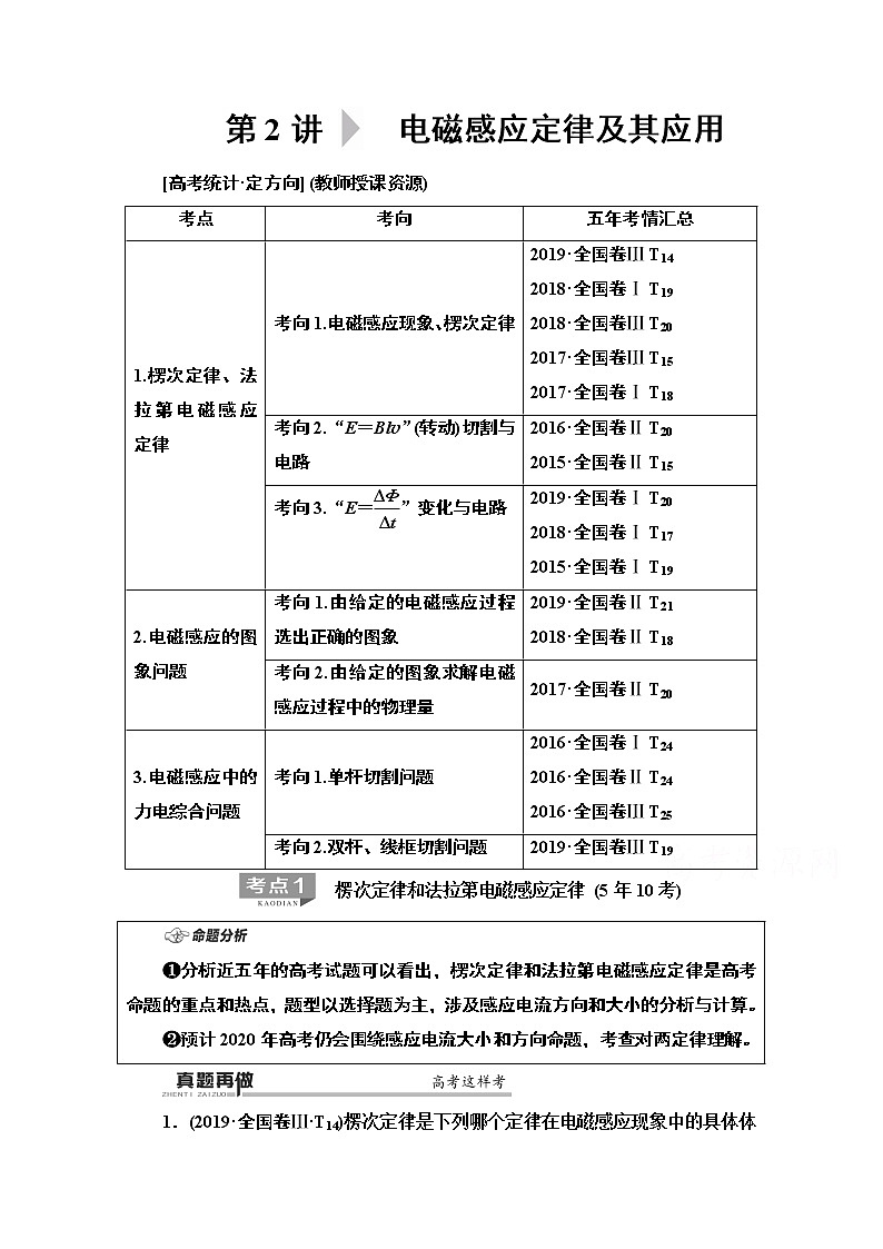 2020物理二轮教师用书：第1部分专题4第2讲电磁感应定律及其应用01