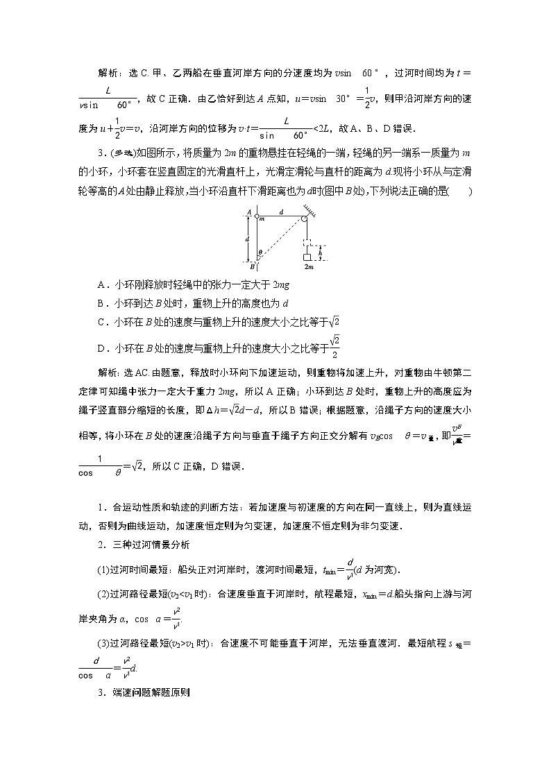 2020浙江高考物理二轮讲义：专题一第四讲　曲线运动02