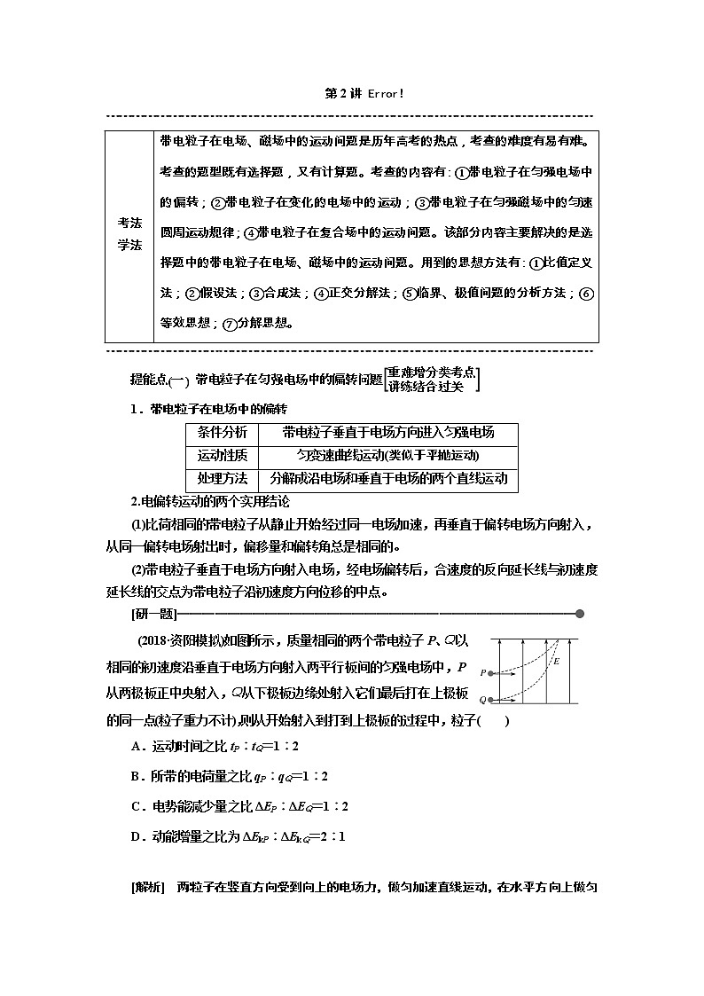 2019版高考物理通用版二轮复习讲义：第二部分第一板块第2讲巧用“类平抛、圆周”解决电偏转、磁偏转问题01