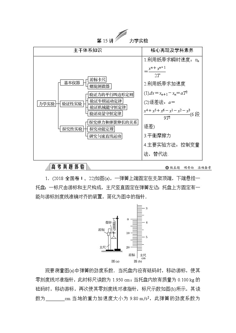 2019版高中物理二轮专题复习教师用书：专题六第15讲力学实验01