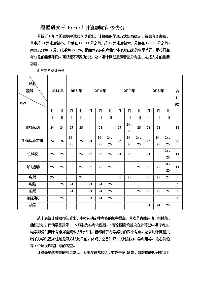 2019届高三物理二轮复习教师用书：第二部分题型研究三计算题如何少失分01