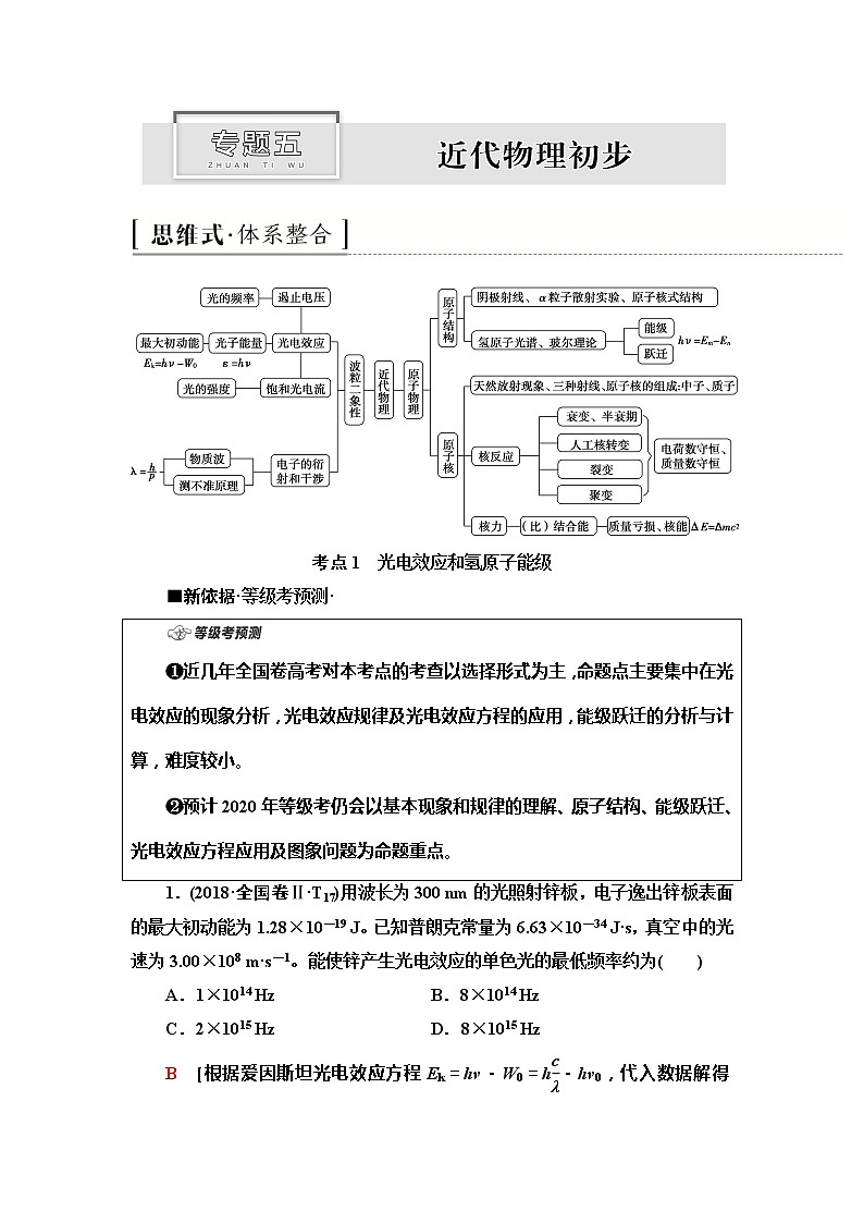 2020新课标高考物理二轮复习教师用书：第1部分专题5近代物理初步01