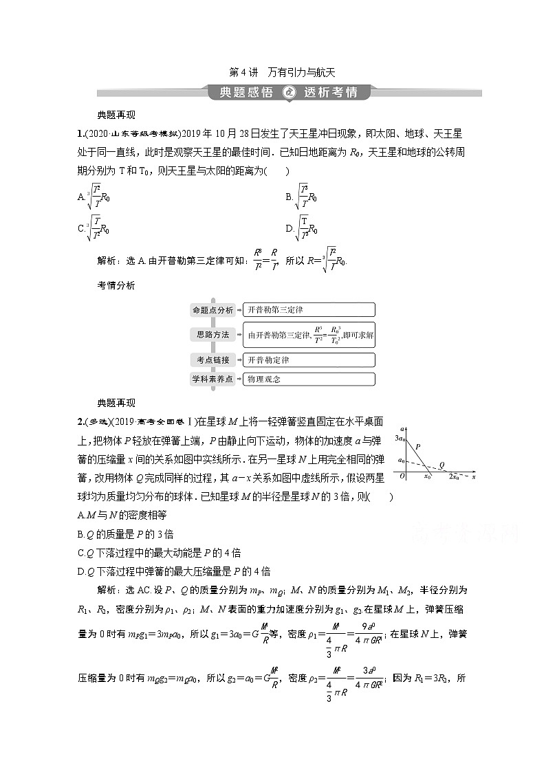 2020新课标高考物理二轮讲义：专题一第4讲　万有引力与航天01
