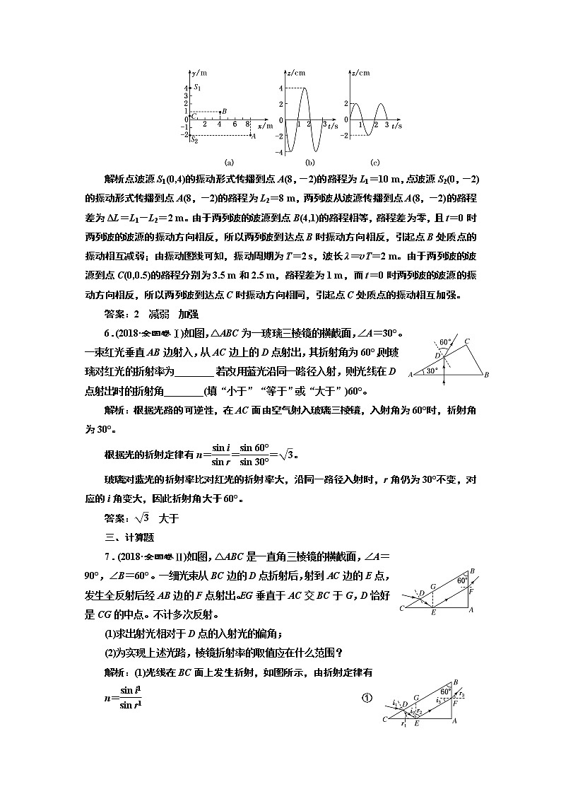 2019版二轮复习物理通用版讲义：第一部分专题六第二讲振动和波动光学03