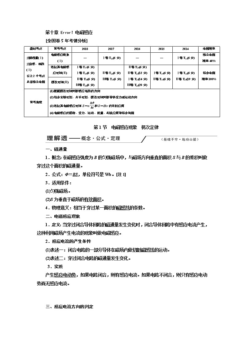 2020版高考一轮复习物理通用版讲义：第十章第1节电磁感应现象楞次定律01