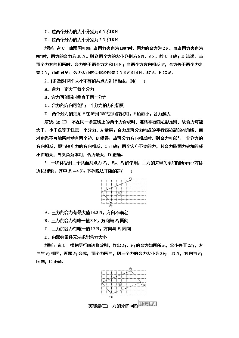 2020版高考物理一轮复习江苏专版讲义：第二章第3节力的合成与分解03